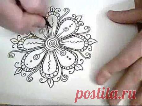 Очаровательный графический цветочный орнамент. (видео).