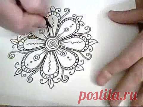 Очаровательный графический цветочный орнамент. (видео).