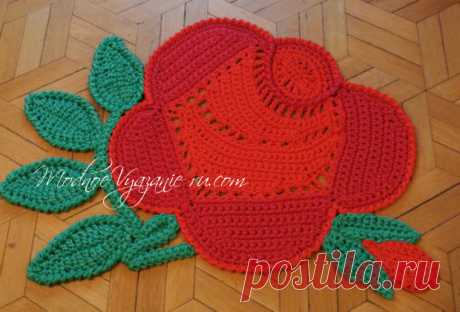 Напольный коврик *Алая роза* - Crochet Modnoe Vyazanie
