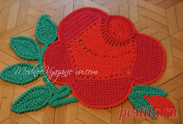Напольный коврик *Алая роза* - Crochet Modnoe Vyazanie