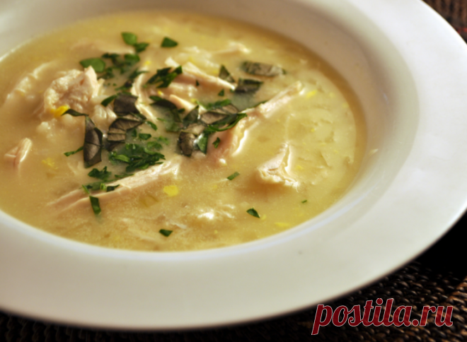 «Авголемоно» - греческий куриный суп / Простые рецепты