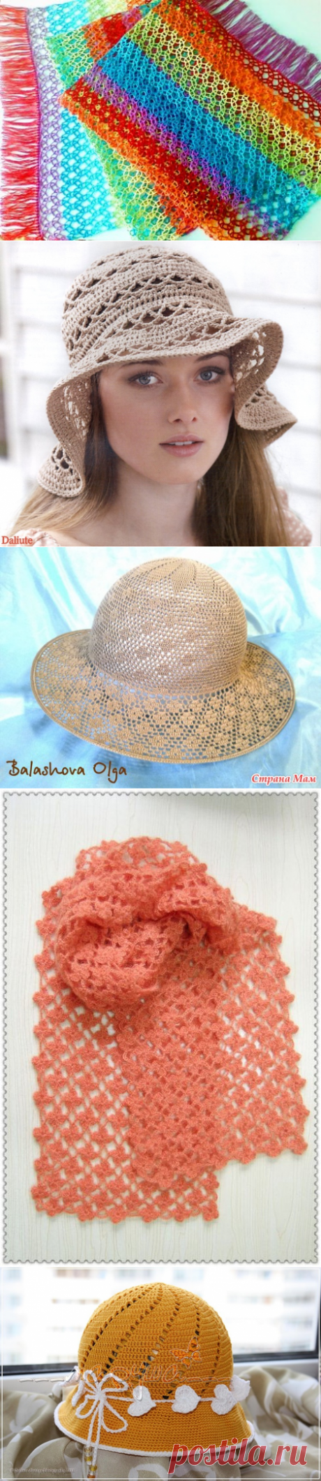 Шали, шарфы, шапочки крючком. Подборка 23