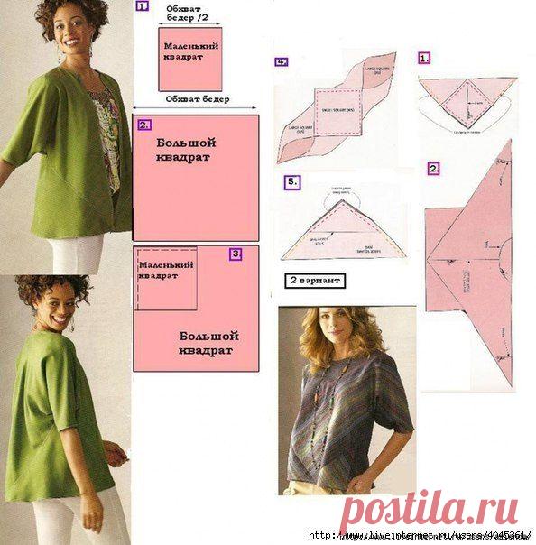 Топы, кардиганы - простые выкройки.