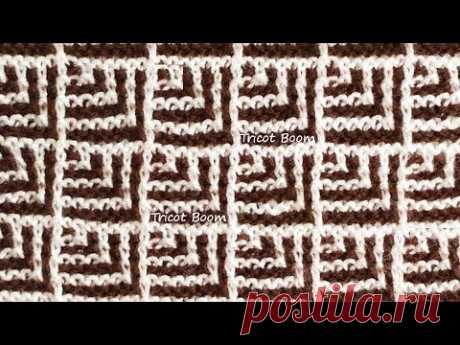 Узор "Цветные уголки" / Мозаика / Вязание спицами.