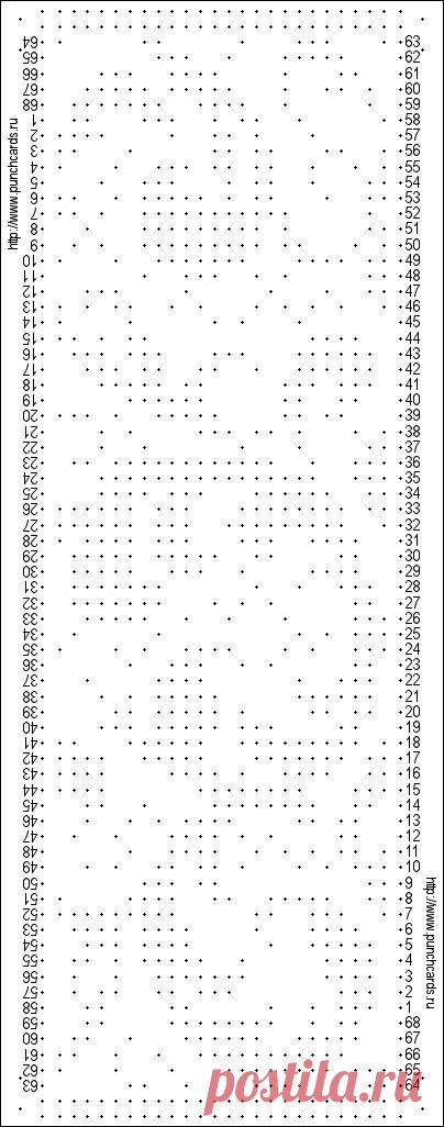 Просмотр рисунка перфокарты с раппортом 24 петли, пересчёт на две фонтуры, печать перфокарты