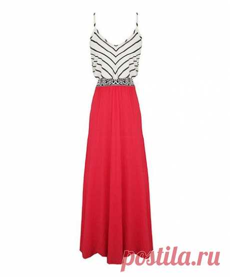 S.H.E. Red &amp; White Chevron Maxi Dress | zulily