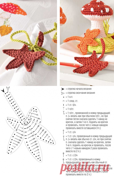 Кленовый лист - схема вязания крючком. Вяжем Декор на Verena.ru