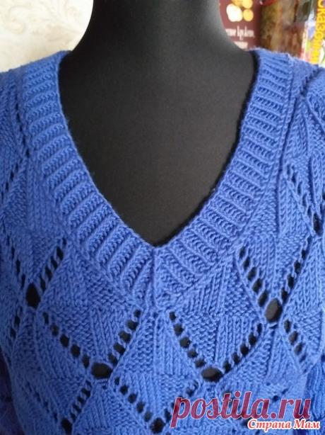 Пуловер ажурными ромбами - Вязание - Страна Мам