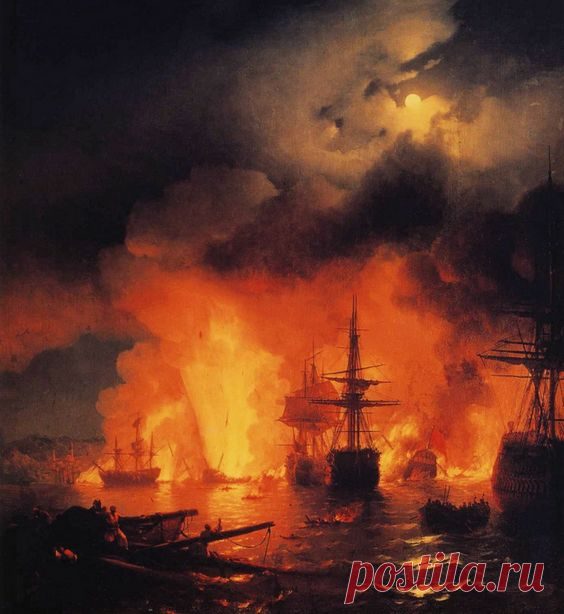 Battle of Ãesme at Night, 1848. At I. K. Aivazovsky Museum…   |   Pinterest • Всемирный каталог идей