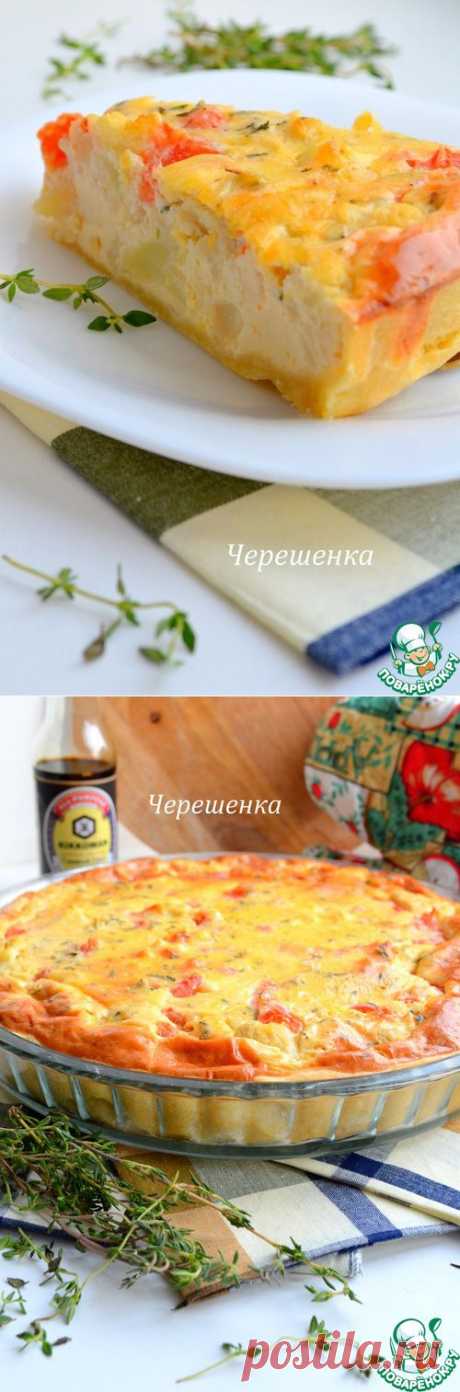 Киш с цветной капустой, помидорами и тимьяном.