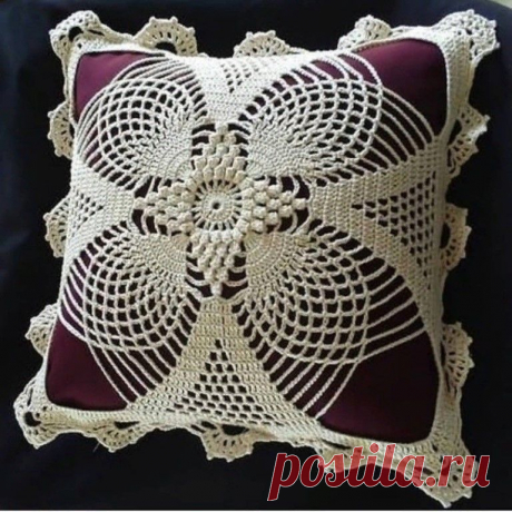 Оригинальная наволочка для подушки. Крючком. Схема. / knittingideas.ru