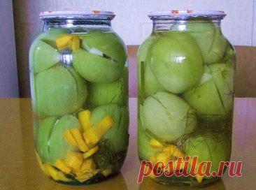 Зеленые помидоры с чесноком — Домашняя кулинария