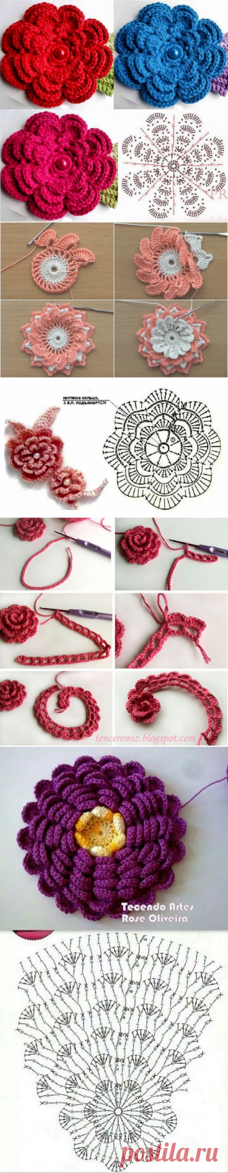 Объемные цветы крючком — DIYIdeas