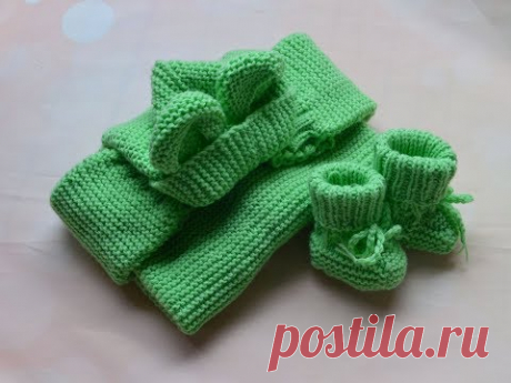 Вязаный комбинезон 0- 3 месяца (до 62 - 64 см)