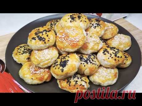 Круглые слоеные пирожки с мясом Шашечки. Супер рецепт слоеного домашнего теста