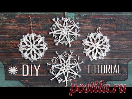 DIY Christmas Star Ornament Macrame Snowflakes - YouTube