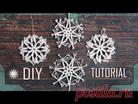 DIY Christmas Star Ornament Macrame Snowflakes - YouTube