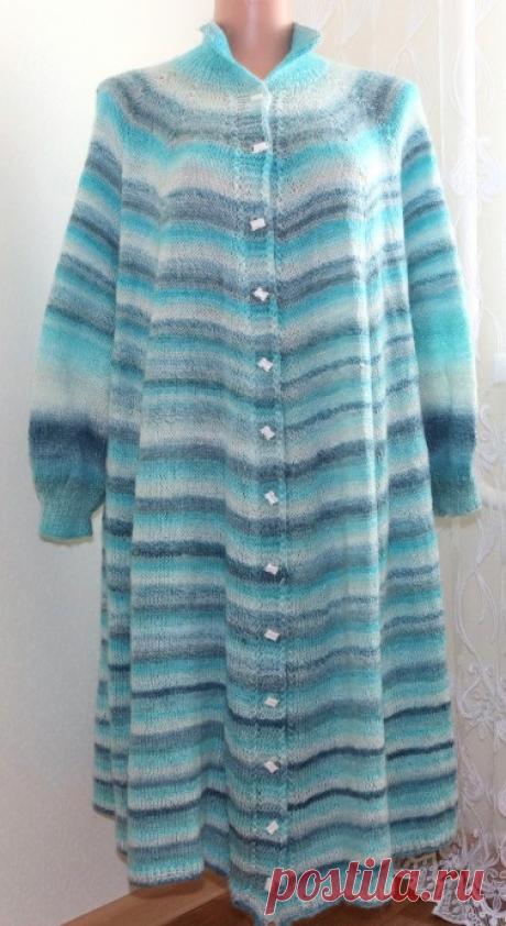 Лёгкое мохеровое пальто из секционной пряжи