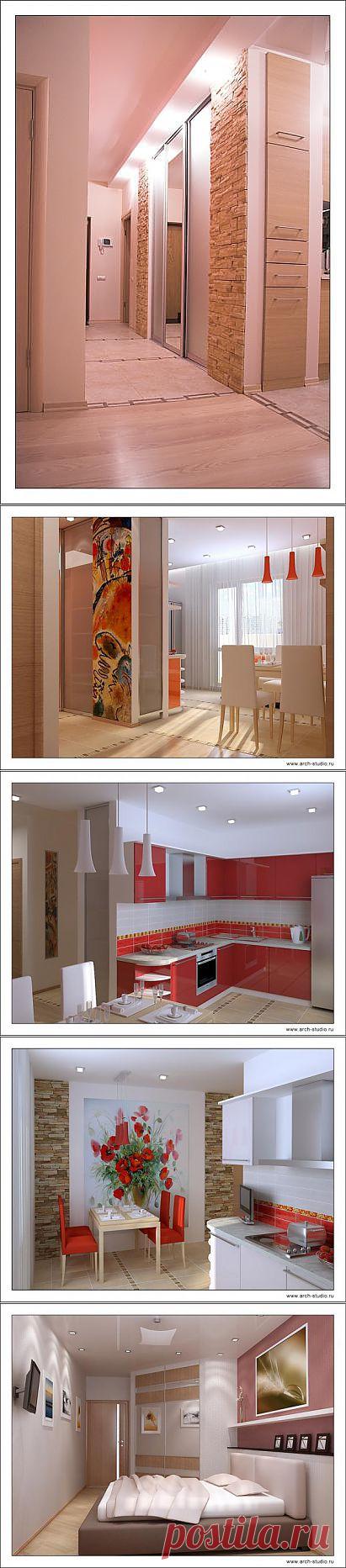 Планировка, интерьер, дизайн жилой квартиры.