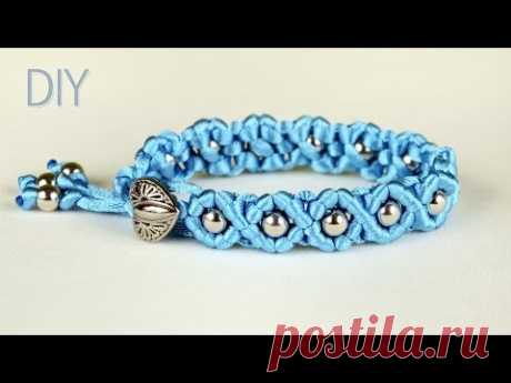DIY Easy Wave Bracelet with Satin Cord and Beads