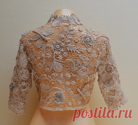 Ivelise Feito à Mão: Meus Trabalhos: &quot;Bolero Elizabeth&quot; Em Crochê Irlandês Lace