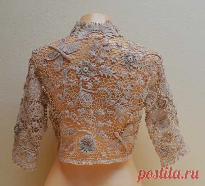 Ivelise Feito à Mão: Meus Trabalhos: "Bolero Elizabeth" Em Crochê Irlandês Lace