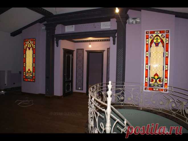 Витражи в стену "Традиционный витражный диптих" -> Витраж Тиффани -> Витражи фото. Студия Художественные витражи Ирида