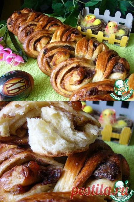 Рулет-колосок с финиками и изюмом - кулинарный рецепт