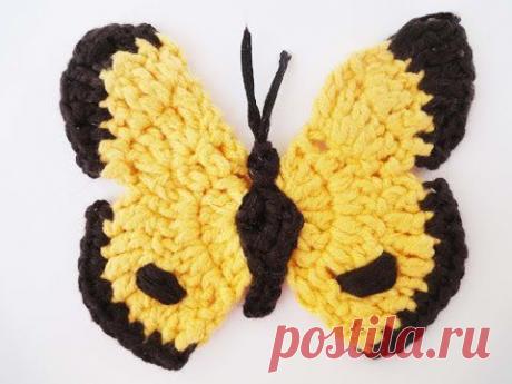 Аппликация БАБОЧКА Butterfly Applique Crochet