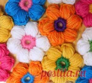Схемы вязание объемных цветов крючком - МирТесен