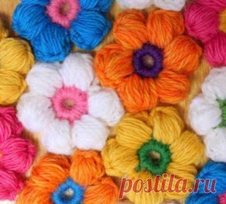 Схемы вязание объемных цветов крючком - МирТесен