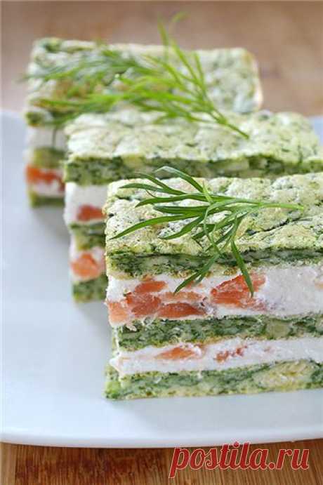 Закуска с творожным муссом и соленой семгой