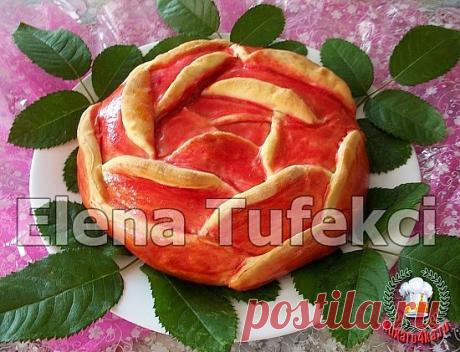 ПИРОГ *АЛАЯ РОЗА* С ВКУСНОЙ ТВОРОЖНОЙ НАЧИНКОЙ.