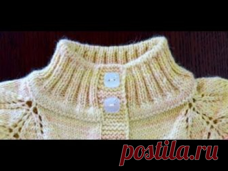 Воротник-стойка резинкой 2х2. Имитация пришивной планки.