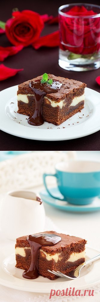 Кофейные брауни с сырной начинкой.