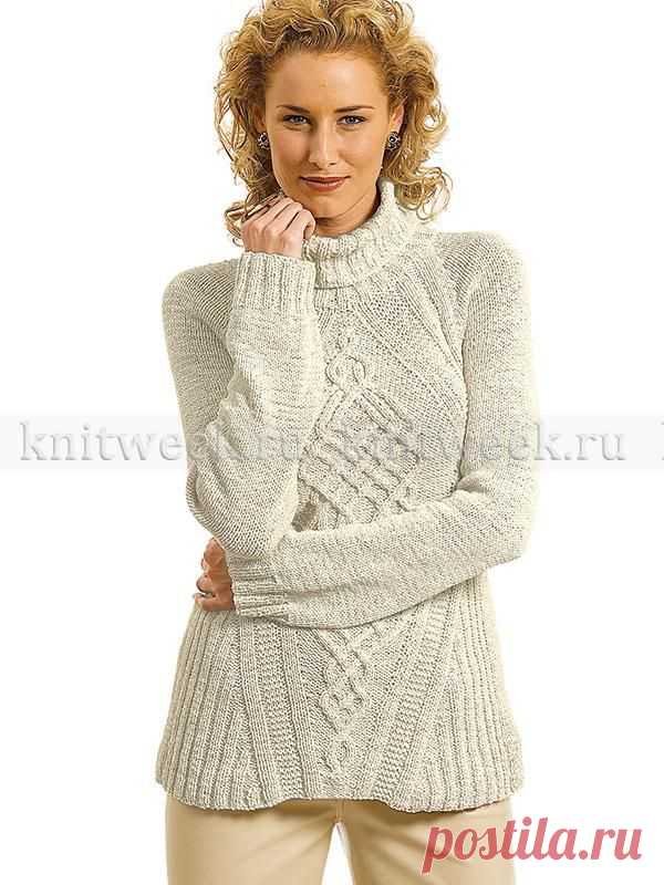 Водолазка с рельефным узором на knitweek.ru