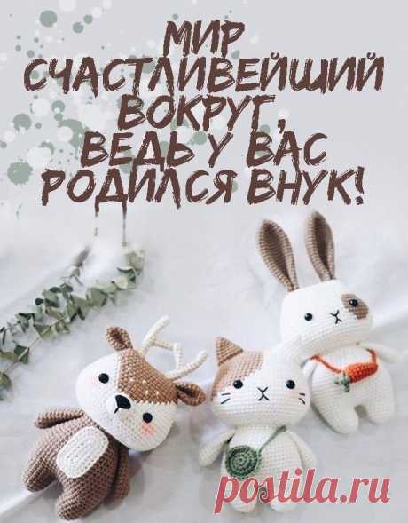 Вас с внучком я поздравляю!
Только лучшего желаю.
Пусть он будет вам в награду
Утешением и отрадой.