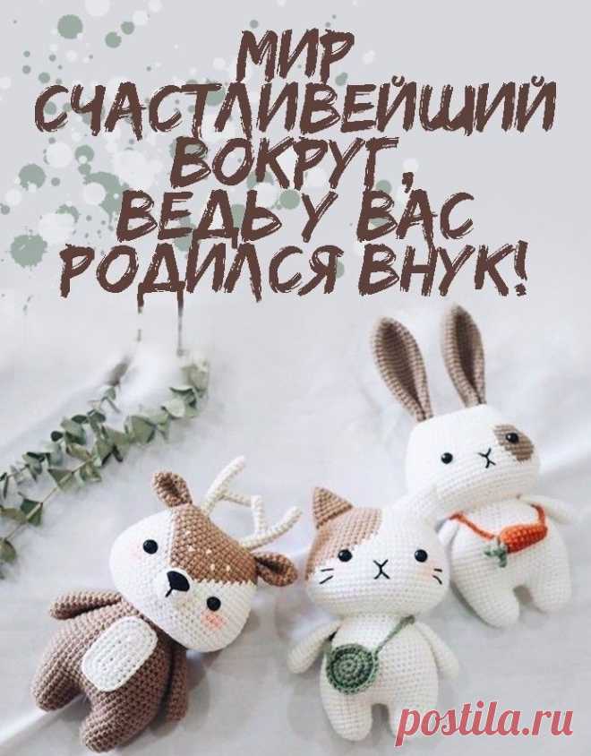 Вас с внучком я поздравляю!
Только лучшего желаю.
Пусть он будет вам в награду
Утешением и отрадой.