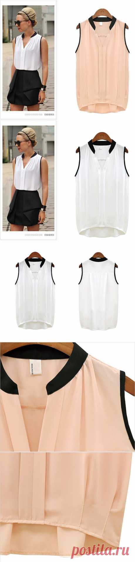 Aliexpress.com: Купить Женщины свободного покроя шифоновая блуза Blusas Femininas 2015 Большой размер твердых топы без рукавов рубашка Blusa Roupas Feminino Camisa прету роза из Надежный Блузки и рубашки поставщиков на Yiwu KingSun Women Apparel Co.,Ltd
