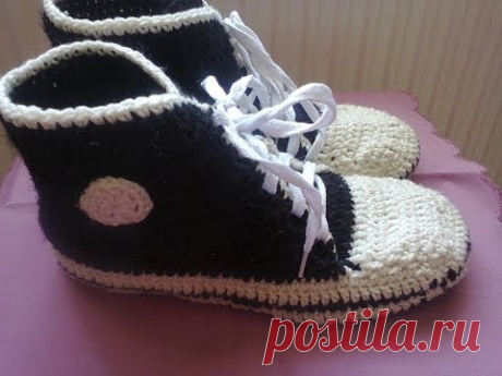КАК СВЯЗАТЬ КЕДЫ КРЮЧКОМ МК. Ч.1.  Sneakers crochet. P.1.