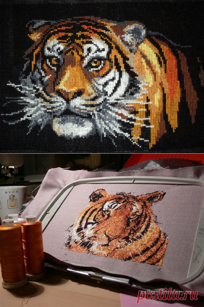 Дизайн машинной вышивки тигр скачать