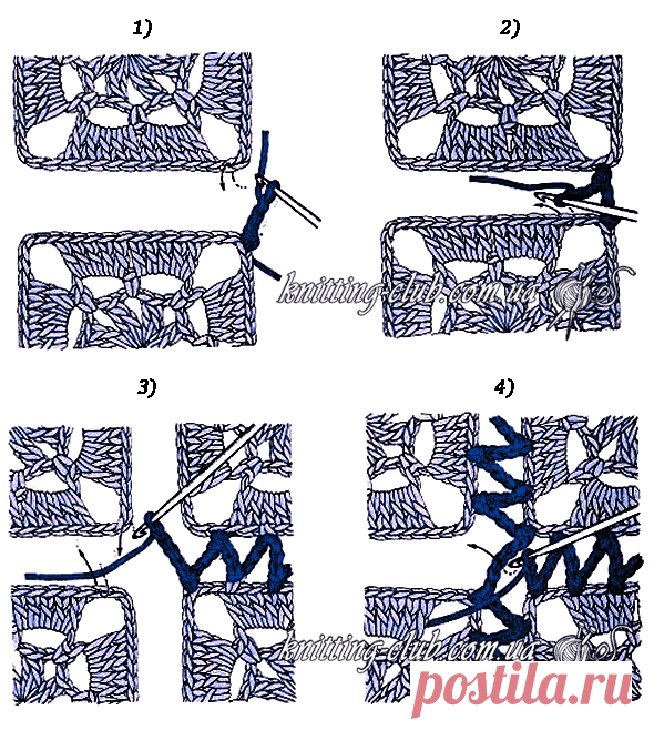 Соединение мотивов крючком | Вязание от А до Я