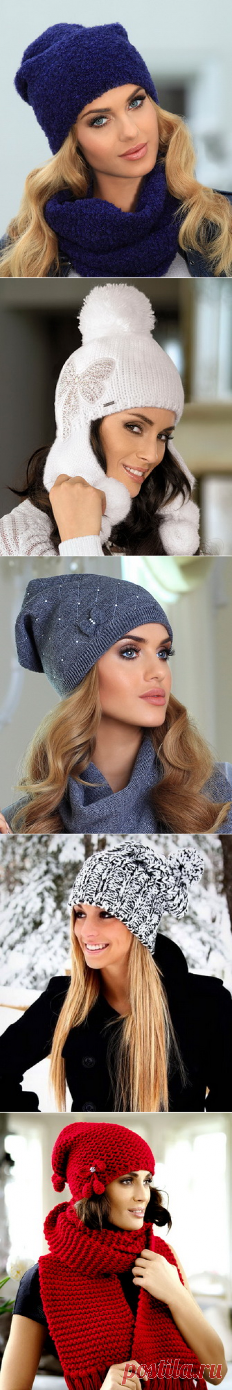 Модные вязаные шапки сезона осень-зима 2016- 2017, фото фасонов для женщин