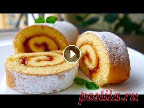 Очень Простой Рулет к Чаю Рулет можно приготовить с любой начинкой. Рецепт Ниже под Видео!!! А Также Плейлисты с Другими Рецептами на Моем Канале! *****************************...