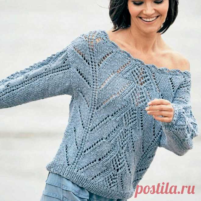 Серо-голубой пуловер спицами. Описание и схемы – Paradosik Handmade - вязание для начинающих и профессионалов