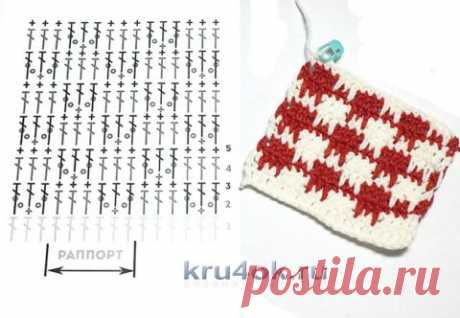 Узор крючком для кардигана в стиле Шанель (узор гусиные лапки)