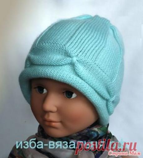 . Оригинальная шапочка с зажимами Новая шапочка с применением второй фонтуры для создания фактурности. Как обычно, мы применили стандартный прием- лицо-изнанка.