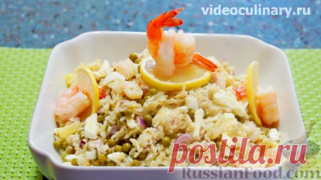 Рецепт: Салат с креветками, рисом и ананасом на RussianFood.com