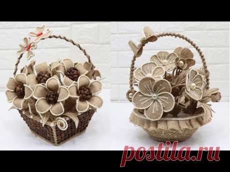4 Beautiful Jute Flower Basket | Home decorating ideas handmade