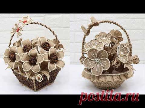 4 Beautiful Jute Flower Basket | Home decorating ideas handmade